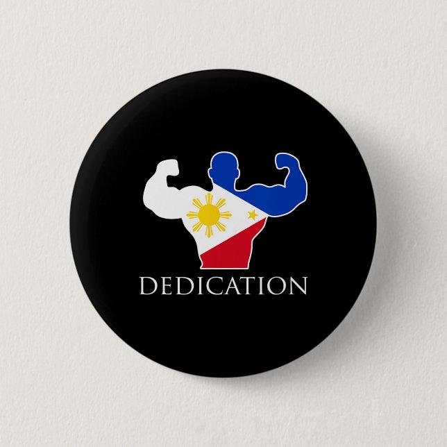 Bodybuilde der philippinischen Flagge Button (Vorderseite)