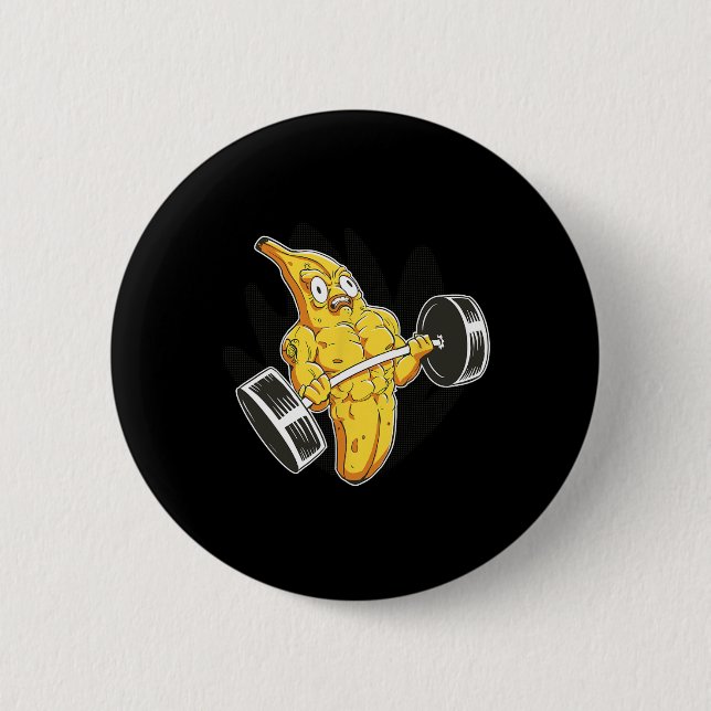 Bodybuilder Banana Lifting Weights Funny Bodybuild Button (Vorderseite)