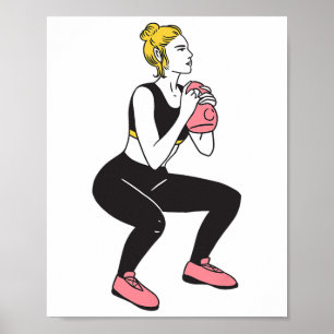 Bodybuilder Beintag Mädchen Kettlebells Fitness Kö Poster