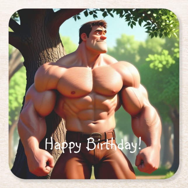 Bodybuilder Birthday Rechteckiger Pappuntersetzer (Vorderseite)