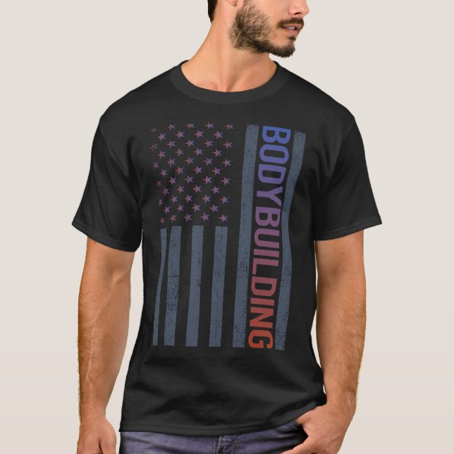 Bodybuilder Bodybuilding American Flag T-Shirt (Vorderseite)