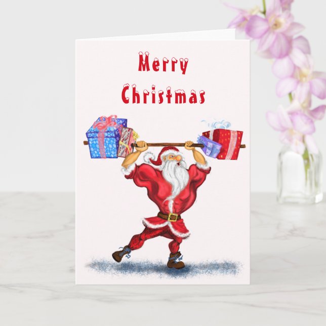 Bodybuilder Claus mit Funny Christmas Card Karte (Orchidee)
