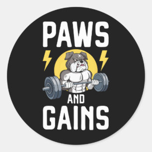 Bodybuilder Dog Lover Gym Wear Fitness Workout Bod Runder Aufkleber