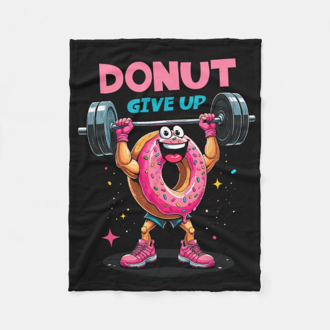 Bodybuilder Donut Give up Spaß Gym Workout Joke m Fleecedecke (Vorderseite)