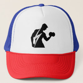 Bodybuilder Fitness Grafik Rot Weiß Blau Truckerhu Truckerkappe