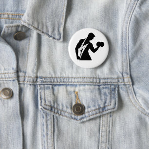 Bodybuilder Fitness Grafik Weißer Runder Knopf Pin Button