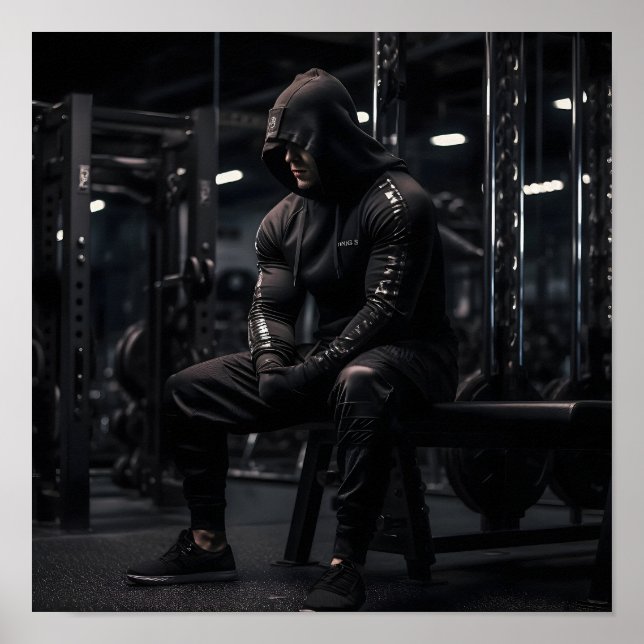 Bodybuilder Fokussiert auf den nächsten Aufzug Poster (Vorne)