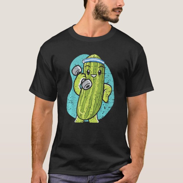 Bodybuilder Gurke Gemüse Pflanze Vegetarier Ve T-Shirt (Vorderseite)
