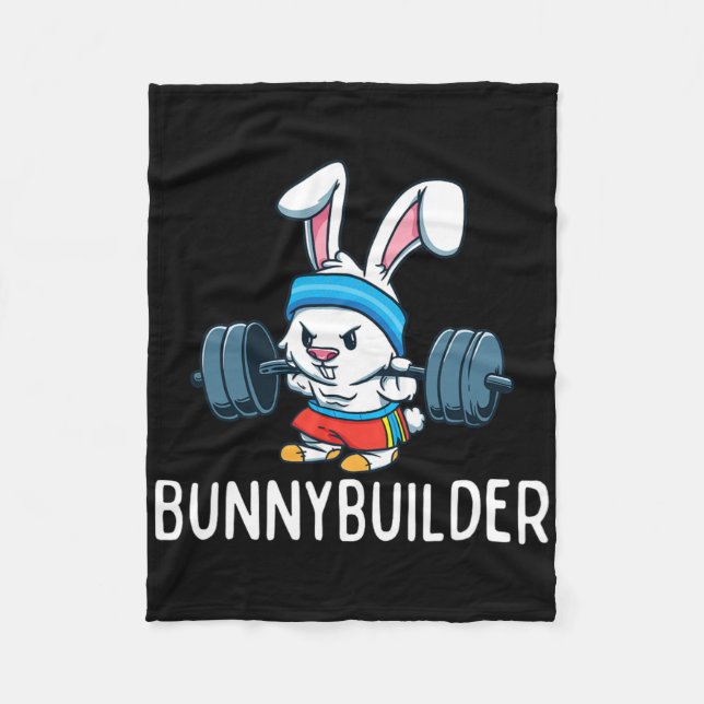 Bodybuilder Hase Ostern Bunnybuilder Fitness Gym Fleecedecke (Vorderseite)