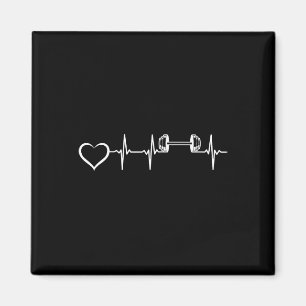 Bodybuilder Heartbeat Dumbell Weightlift Gym F Magnet