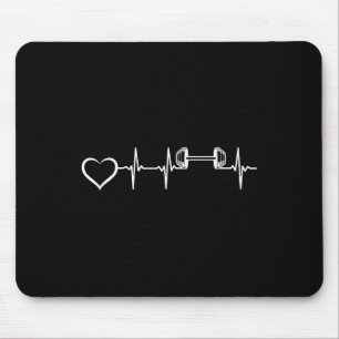 Bodybuilder Heartbeat Dumbell Weightlift Gym F Mousepad