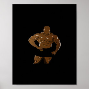 Bodybuilder in Pose - Stärke und Pion für Bodybu Poster