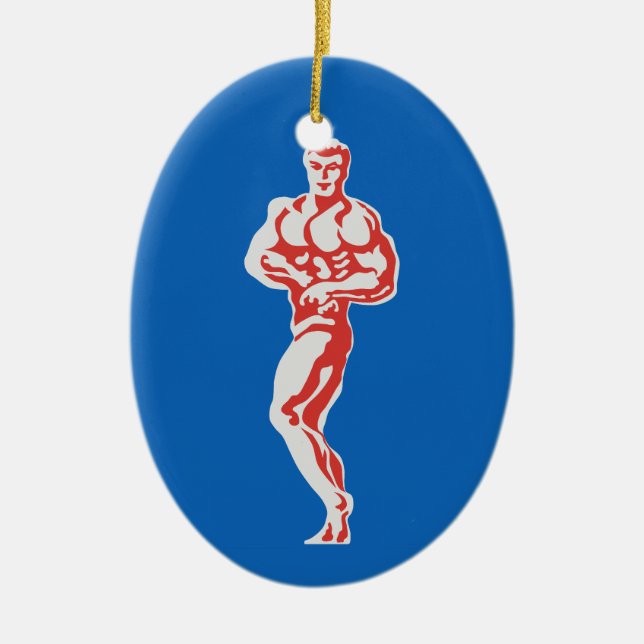 Bodybuilder Keramik Ornament (Vorne)