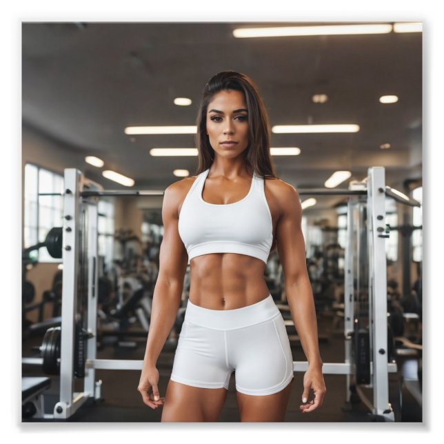 Bodybuilder Latina in Gym Fotodruck (Vorne)