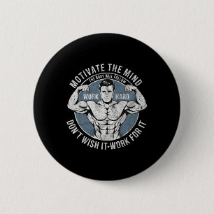 Bodybuilder Old School Vintag 80er Weight Sports B Button