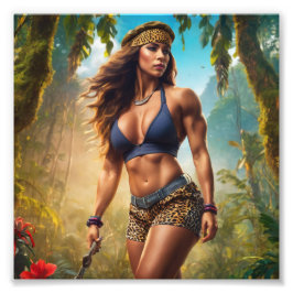 Bodybuilder-Power in Leopardenhaut Fotodruck