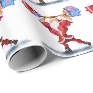 Bodybuilder Santa Claus mit Weihnachtsgeschenken - Geschenkpapier