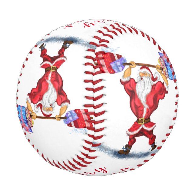 Bodybuilder Santa Funny Christmas Baseball (Schrägansicht)