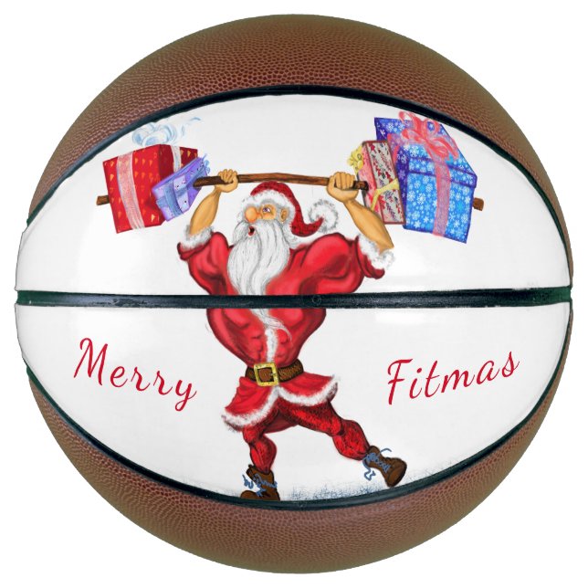 Bodybuilder Santa Funny Christmas Basketball (Vorderseite)