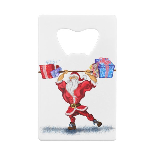 Bodybuilder Santa Funny Christmas Bottle Opener Geldbeutel Flaschenöffner (Rückseite)