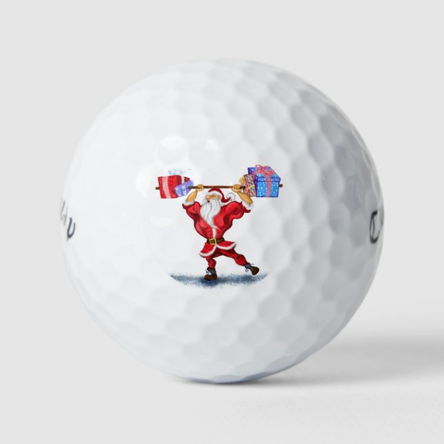 Bodybuilder Santa Funny Christmas Golf Balls Golfball (Vorderseite)