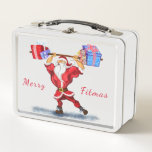 Bodybuilder Santa Funny Christmas Metal Lunch Box<br><div class="desc">Metal Lunch Boxen mit Bodybuilder Weihnachtsmann mit Weihnachtsgeschenken - Fun Cartoon Gemälde Funny Collection - Wählen / Fügen Sie Ihren einzigartigen Text / Name / Farbe - Make Your Special Lunch Box Geschenk - Neu vergrössern und verschieben oder entfernen und fügen Sie Elemente / Text mit Anpassungs-Tool! Malerei und Design...</div>