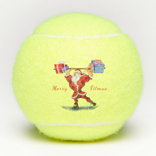 Bodybuilder Santa Funny Christmas Tennis Balls Tennisbälle
