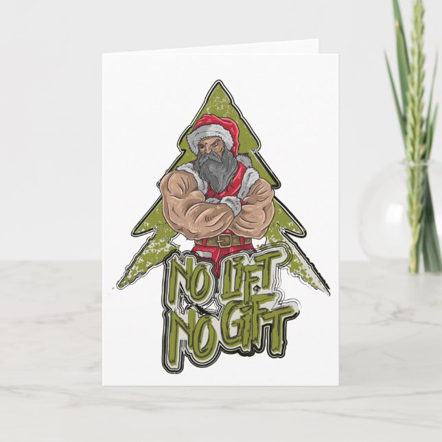 Bodybuilder Santa Funny Fitness Christmas Card Karte (Vorderseite)