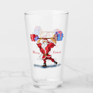Bodybuilder Santa Funny Weihnachtsglas Glas