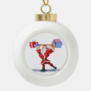 Bodybuilder Santa Funny Weihnachtsschmuck Keramik Kugel-Ornament