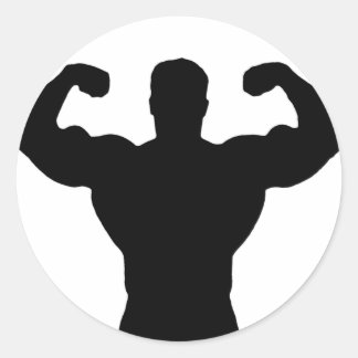 Bodybuilder-Silhouette Runder Aufkleber