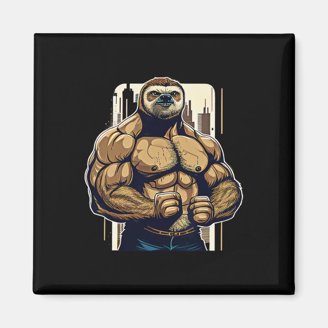 Bodybuilder Sloth Funny Bodybuilding Sloth Fitness Magnet (Vorne)