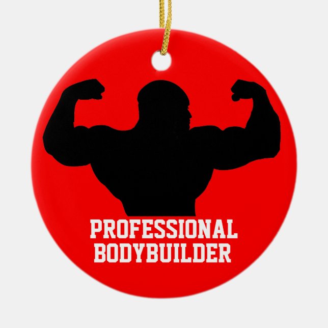 Bodybuilder-Verzierungs-rotes Blau Keramik Ornament (Vorne)