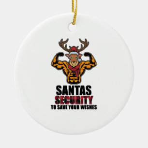 Bodybuilder Weiglifter Gym Muscle Santa Security Keramik Ornament