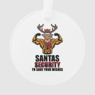 Bodybuilder Weiglifter Gym Muscle Santa Security Ornament