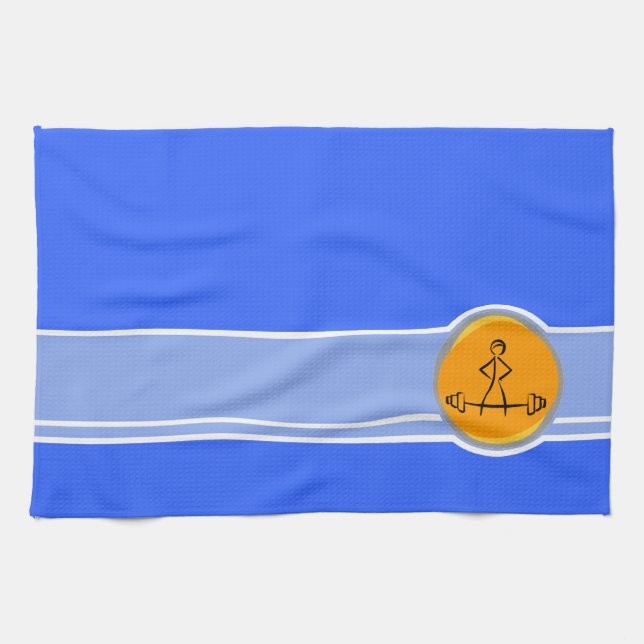 Bodybuilding; Blau u. Orange Küchentuch (Horizontal)