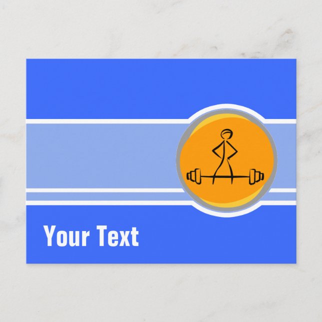 Bodybuilding; blau und orange postkarte (Vorderseite)