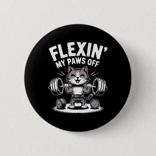 Bodybuilding Cat Owner Fitness Workout Gym Instruc Button