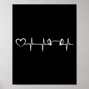 Bodybuilding Dumbell Heartbeat Herzgym Bodybuil Poster