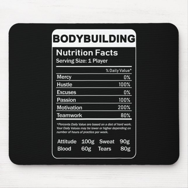 Bodybuilding-Ernährungsfakten  Mousepad (Vorne)