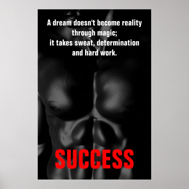 Bodybuilding Fitness Inspiration Schwarz & Weiß Poster (Vorne)