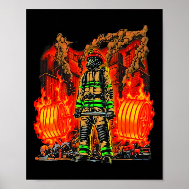 Bodybuilding für den Feuerwehrmann Poster (Vorne)