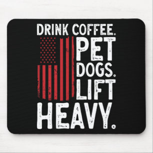 Bodybuilding-Gewichtheben Trinke Kaffee Hundefreun Mousepad