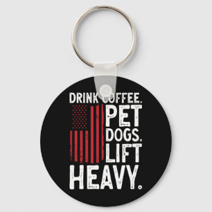 Bodybuilding Gewichtheben Trinke Kaffee Hundefreun Schlüsselanhänger