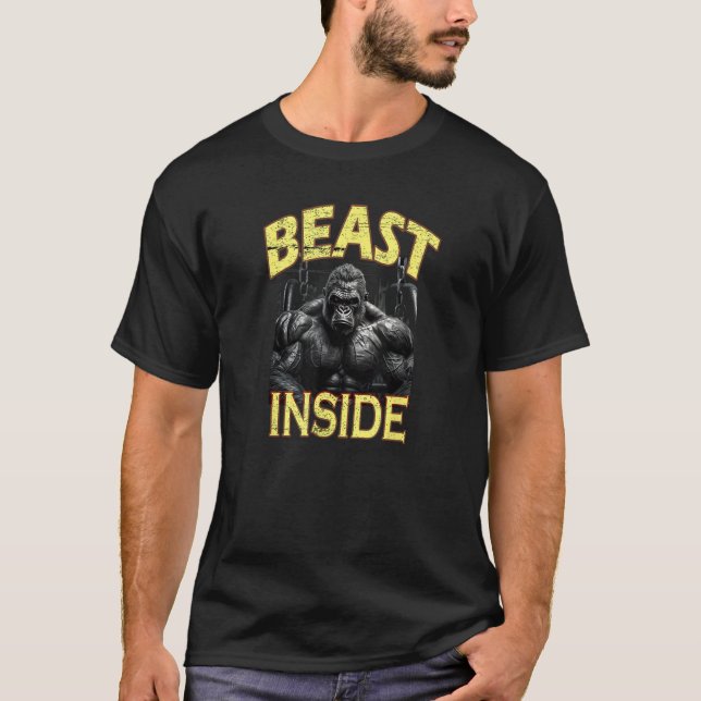 Bodybuilding Gorilla Gym Fitness Beast Inside T-Shirt (Vorderseite)