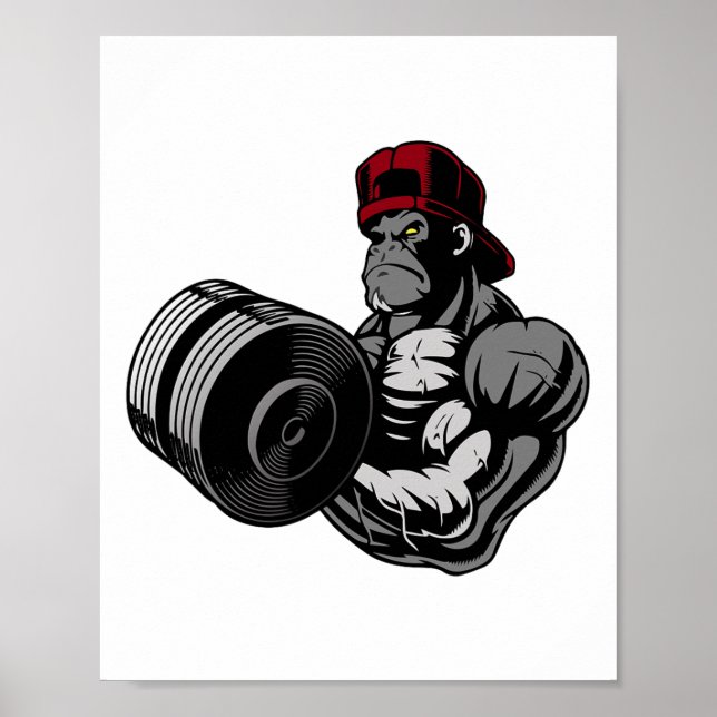Bodybuilding-Gorilla-Gym-Stärketraining Workout Poster (Vorne)