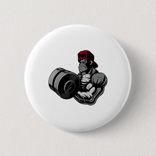 Bodybuilding-Gorilla-Workout-Gym-Krafttraining Button (Vorderseite)