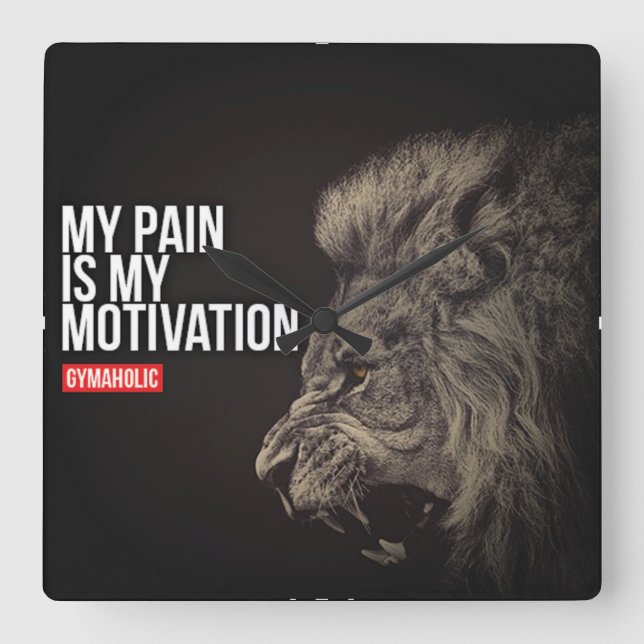 Bodybuilding Gym Motivation Quadratische Wanduhr (Vorderseite)