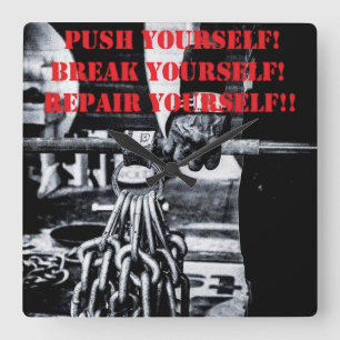 Bodybuilding Gym Motivation Quadratische Wanduhr