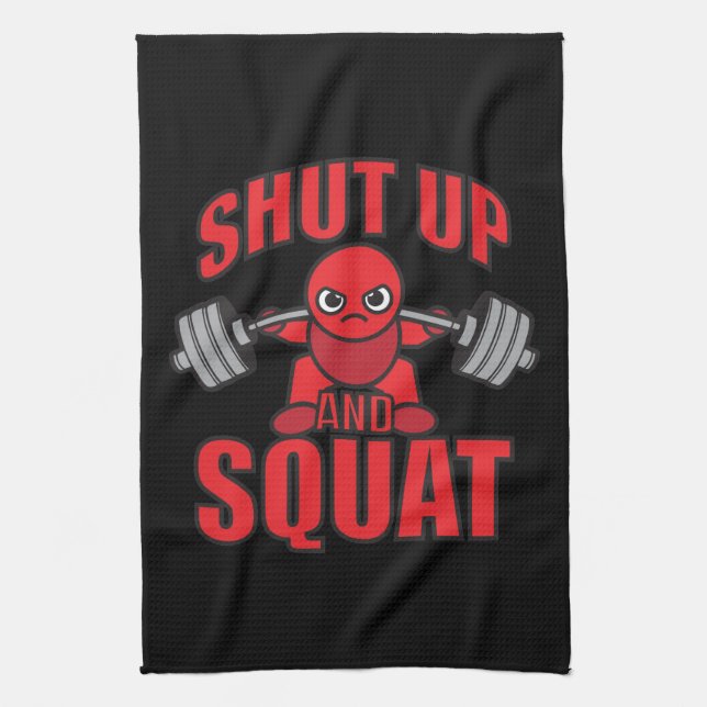 Bodybuilding - Halt und Squat - Kawaii Leg Day Geschirrtuch (Vertikal)